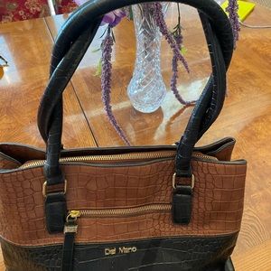 DEL MANO Alligator look, Cocoa brown and black. Gently used, and loved. Large